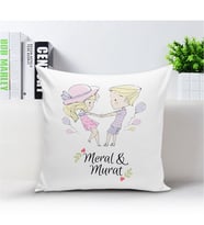 BK Gift Kişiye Özel Romantik Çift Beyaz Yastık