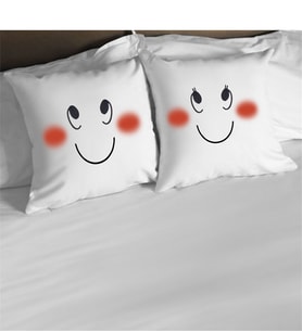 BK Gift Kişiye Özel İkili Şeker Çift Beyaz Yastık
