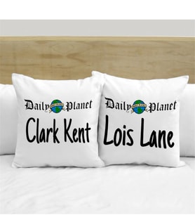 BK Gift Kişiye Özel İkili Clark Kent & Lois Lane Beyaz Yastık