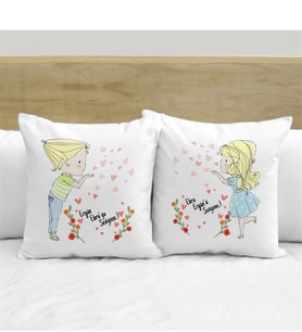 BK Gift Kişiye Özel İkili Çocukluk Aşkı Beyaz Yastık