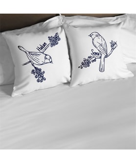 BK Gift Kişiye Özel İkili Kuşların Aşkı Beyaz Yastık