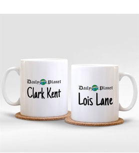 BK Gift Kişiye Özel İkili Clark Kent & Lois Lane Beyaz Kupa Bardak