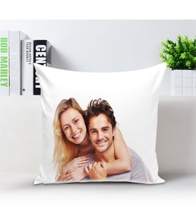 BK Gift Kişiye Özel Fotoğraflı Beyaz Yastık