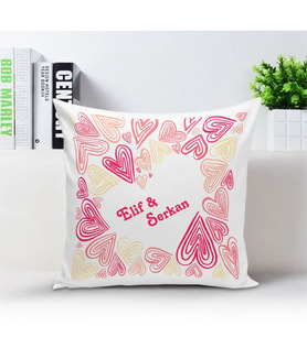 BK Gift Kişiye Özel Beyaz Kare Yastık  - 002