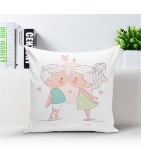 BK Gift Kişiye Özel Beyaz Kare Yastık  - 001