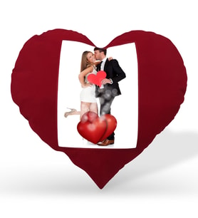 BK Gift Kişiye Özel Fotoğraflı Kırmızı Kalp Yastık - 2