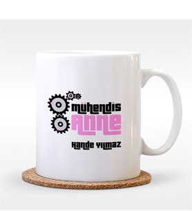 BK Gift Kişiye Özel Mühendis Anne Beyaz Kupa Bardak - 1