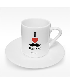 BK Gift Kişiye Özel Babamı Seviyorum Tasarımlı Türk Kahvesi Fincanı - 1