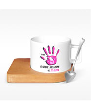 BK Gift Kişiye Özel Baba Anne Çocuk Tasarımlı Ahşap Altlıklı Seramik Fincan - 2