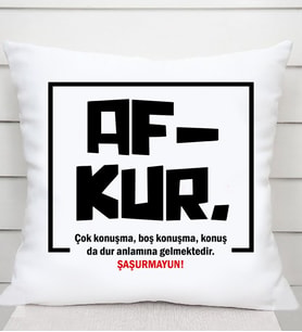 Afkur Kelime Anlamlı Saten Kare Yastık