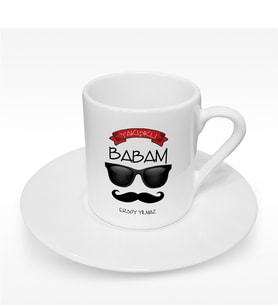 BK Gift Kişiye Özel Yakışıklı Babam Tasarımlı Türk Kahvesi Fincanı - 2