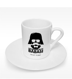 BK Gift Kişiye Özel Galaksinin En İyi Babası Tasarımlı Türk Kahvesi Fincanı - 1