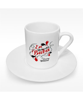 BK Gift Kişiye Özel En Yakışıklı Baba Tasarımlı Türk Kahvesi Fincanı - 1