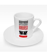 BK Gift Kişiye Özel Dünyanın En Yakışıklı Babası Tasarımlı Türk Kahvesi Fincanı - 1