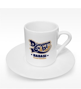 BK Gift Kişiye Özel Dünyanın En İyi Babası Tasarımlı Türk Kahvesi Fincanı - 3