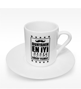 BK Gift Kişiye Özel Dünyanın En İyi Babası Tasarımlı Türk Kahvesi Fincanı - 2