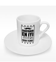 BK Gift Kişiye Özel Dünyanın En İyi Babası Tasarımlı Türk Kahvesi Fincanı - 2