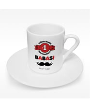 BK Gift Kişiye Özel Dünyanın 1 Numaralı Babası Tasarımlı Türk Kahvesi Fincanı - 1