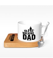 BK Gift Kişiye Özel The Walking Dad Tasarımlı Ahşap Altlıklı Seramik Fincan - 2