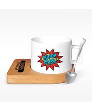 BK Gift Kişiye Özel Süper Baba Tasarımlı Ahşap Altlıklı Seramik Fincan - 4