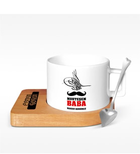BK Gift Kişiye Özel Muhteşem Baba Tasarımlı Ahşap Altlıklı Seramik Fincan - 1