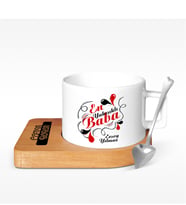 BK Gift Kişiye Özel En Yakışıklı Baba Tasarımlı Ahşap Altlıklı Seramik Fincan - 1
