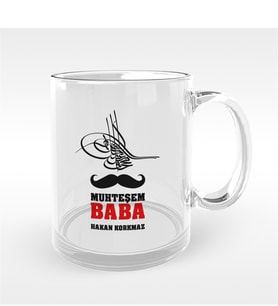 BK Gift Kişiye Özel Muhteşem Baba Tasarımlı Cam Kupa Bardak - 1