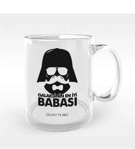 BK Gift Kişiye Özel Galaksinin En İyi Babası Tasarımlı Cam Kupa Bardak - 1