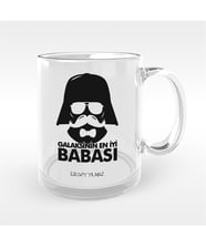 BK Gift Kişiye Özel Galaksinin En İyi Babası Tasarımlı Cam Kupa Bardak - 1