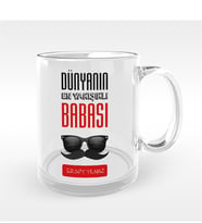 BK Gift Kişiye Özel Dünyanın En Yakışıklı Babası Tasarımlı Cam Kupa Bardak - 1