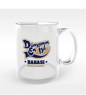 BK Gift Kişiye Özel Dünyanın En İyi Babası Tasarımlı Cam Kupa Bardak - 3