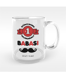BK Gift Kişiye Özel Dünyanın 1 Numaralı Babası Tasarımlı Cam Kupa Bardak - 1