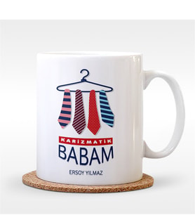 BK Gift Kişiye Özel Karizmatik Babam Tasarımlı Beyaz Kupa Bardak - 1