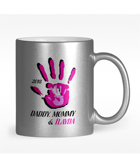 BK Gift Kişiye Özel Baba Anne Ve Ben Tasarımlı Gümüş Yaldızlı Kupa Bardak - 2