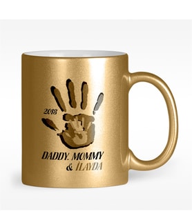 BK Gift Kişiye Özel Baba Anne Ve Ben Tasarımlı Altın Yaldızlı Kupa Bardak - 2
