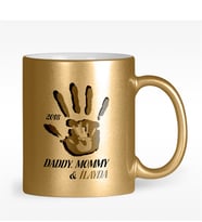 BK Gift Kişiye Özel Baba Anne Ve Ben Tasarımlı Altın Yaldızlı Kupa Bardak - 2