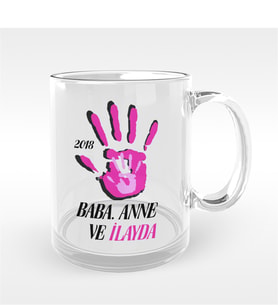 BK Gift Kişiye Özel Baba Anne Ve Ben Tasarımlı Cam Kupa Bardak - 1