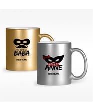 BK Gift Kişiye Özel İkili Anne & Baba Yaldızlı Kupa Bardak - 1