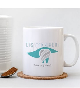 BK Gift Kişiye Özel Mesleki Diş Teknikeri Beyaz Kupa Bardak - 1