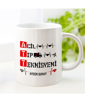 BK Gift Kişiye Özel Mesleki Acil Tıp Teknisyeni Beyaz Kupa Bardak - 1