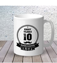 BK Gift Kişiye Özel Benim Fanatik Babam Tasarımlı Beyaz Kupa Bardak (siyah Beyaz)