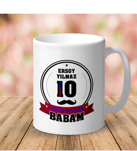 BK Gift Kişiye Özel Benim Fanatik Babam Tasarımlı Beyaz Kupa Bardak (bordo Mavi)
