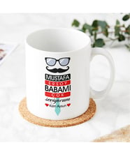 BK Gift Kişiye Özel Babamı Çok Seviyorum Tasarımlı Beyaz Kupa Bardak - 3