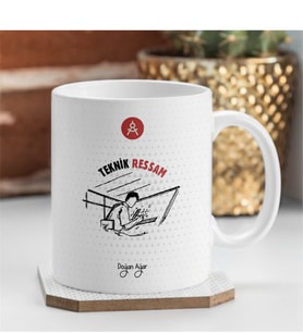 BK Gift Kişiye Özel Mesleki Teknik Ressam Beyaz Kupa Bardak - 2