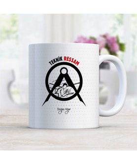 BK Gift Kişiye Özel Mesleki Teknik Ressam Beyaz Kupa Bardak - 1