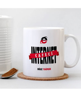 BK Gift Kişiye Özel Mesleki Internet Cafeci Beyaz Kupa Bardak - 1
