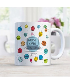 BK Gift Kişiye Özel Mesleki Internet Cafeci Beyaz Kupa Bardak - 4