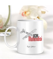 BK Gift Kişiye Özel Mesleki Uçak Mühendisi Beyaz Kupa Bardak - 001