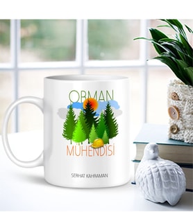 BK Gift Kişiye Özel Mesleki Orman Mühendisi Beyaz Kupa Bardak - 001