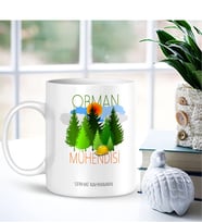 BK Gift Kişiye Özel Mesleki Orman Mühendisi Beyaz Kupa Bardak - 001